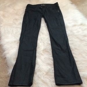Silver boot cut coated black jeans